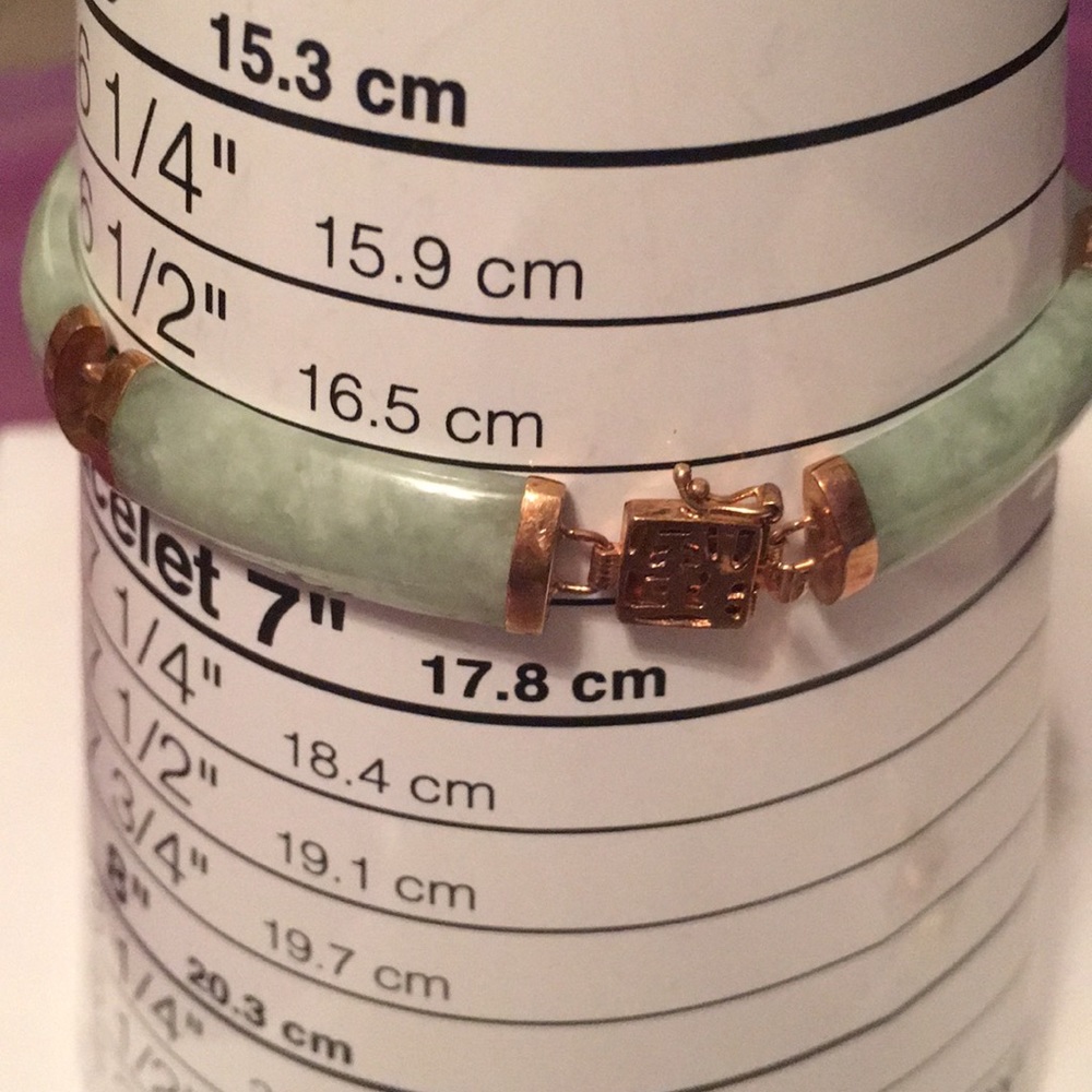 Jade and 14K Yellow Gold Bracelet - Picture 3 of 5